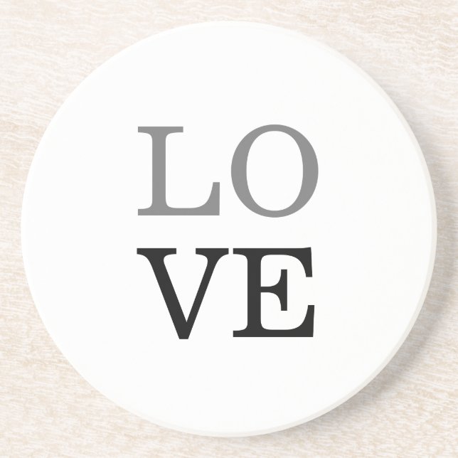 Grey Black Script Love Wedding  Coaster (Front)