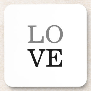 Grey Black Script Love Wedding  Coaster