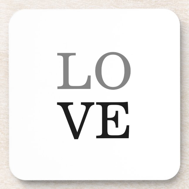 Grey Black Script Love Wedding  Coaster (Front)