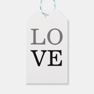 Grey Black Script Love Wedding Gift Tags