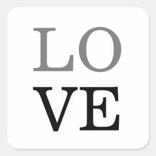 Grey Black Script Love Wedding  Square Sticker