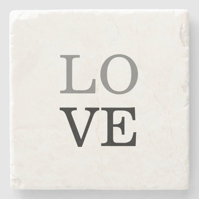 Grey Black Script Love Wedding  Stone Coaster (Front)
