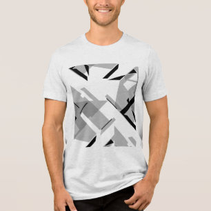 Grey Black Shapes Abstract Art MCM-inspired Tri-Blend Shirt