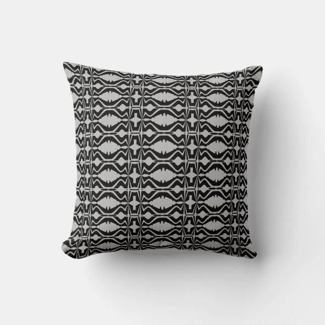 Grey Black Small Abstract Sound Wave Designs Cushion (Front)