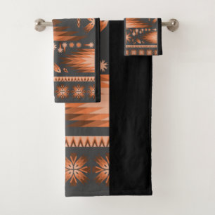 Grey Black Southwestern Bath Towel Set