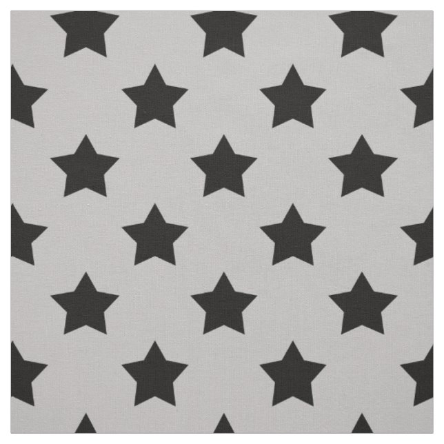 Grey Black Stars Pattern Decorative Textile Fabric (Swatch)