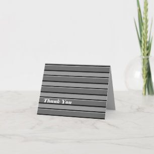 Grey Black Stripes Custom 4x5.6" Thank You Card