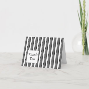 Grey Black Stripes Thank You Note Card