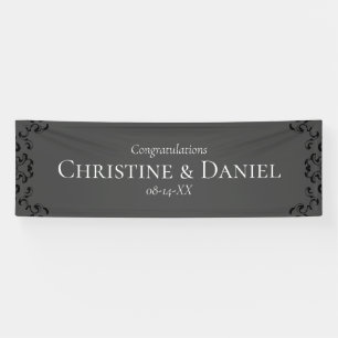 Grey & Black Swirl Gothic Wedding Banner