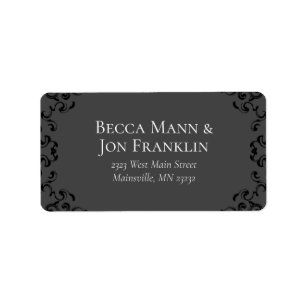 Grey & Black Swirl Gothic Wedding Label