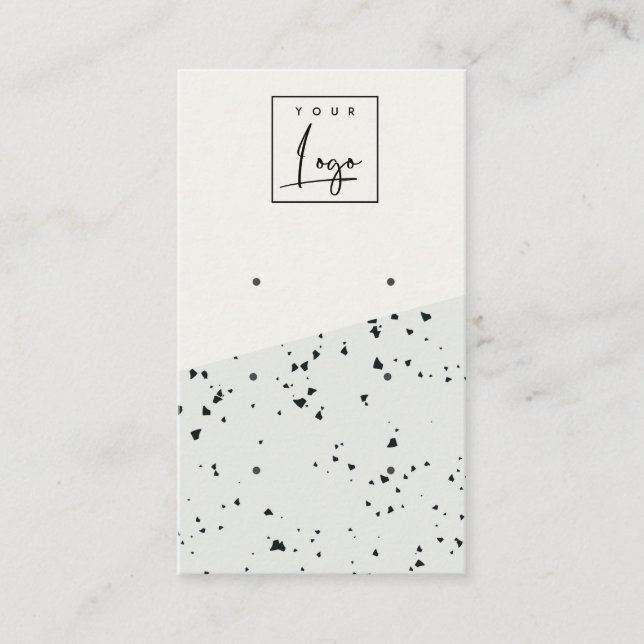 Grey Black Terrazzo Texture 3 Stud Earring Display Business Card (Front)