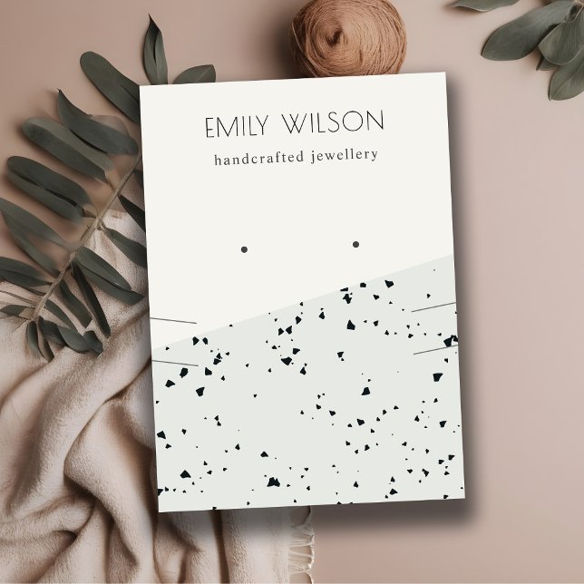 Grey Black Terrazzo Texture Stud Earring Necklace Business Card (Creator Uploaded)