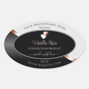Grey Black Wavy Rose Gold Hearts Product Labels