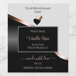 Grey Black Wavy Rose Gold Hearts Product Labels