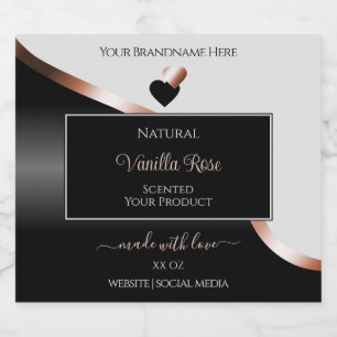 Grey Black Wavy Rose Gold Hearts Product Labels