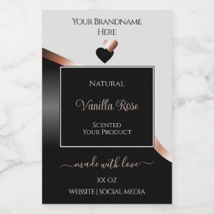 Grey Black Wavy Rose Gold Hearts Product Labels