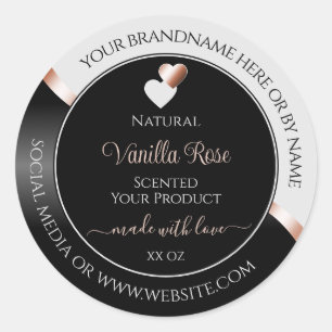 Grey Black Wavy Rose Gold Hearts Product Labels