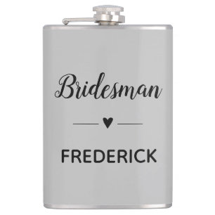 Grey Black Wedding Bridesman Personalised Hip Flask