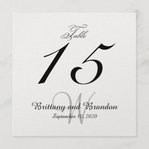 Grey Black Wedding Square Table Number Card