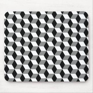 Grey, Black & White 3D Cubes Pattern Mouse Pad