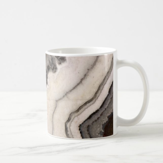 Grey black white agate gemstone  coffee mug (Right)