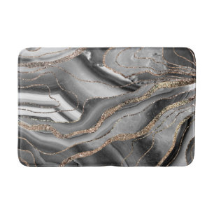 Grey Black White Agate Gold Glitter Glam #1 Bath Mat