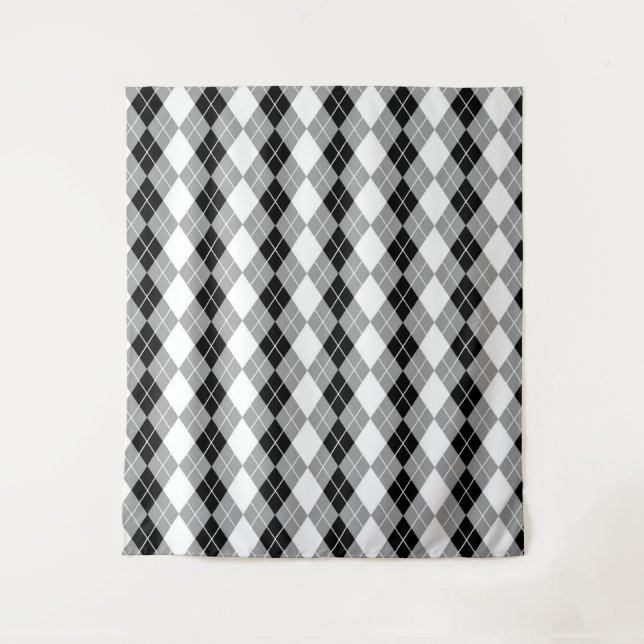 Grey Black White Argyle Diamond Design  Tapestry (Front)