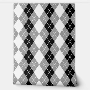 Grey Black White Argyle Diamond Design Wallpaper