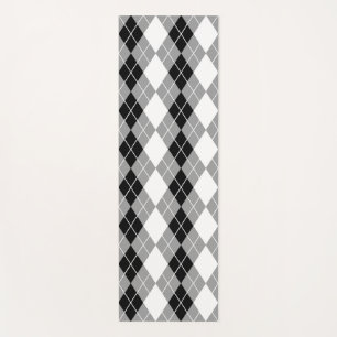 Grey Black White Argyle Diamond Design Yoga Mat