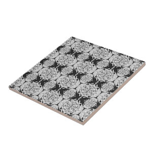 Grey Black White Butterfly Wing Abstract Pattern   Ceramic Tile