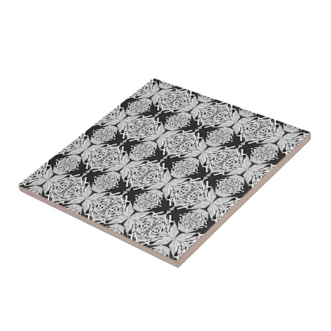 Grey Black White Butterfly Wing Abstract Pattern   Ceramic Tile (Side)