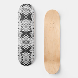 Grey Black White Butterfly Wing Abstract Pattern  Skateboard