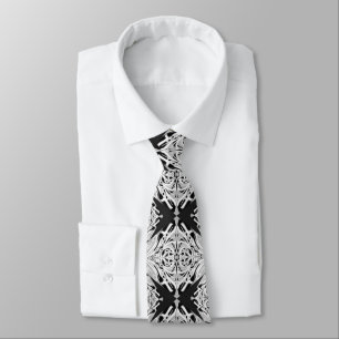 Grey Black White Butterfly Wing Abstract Pattern Tie