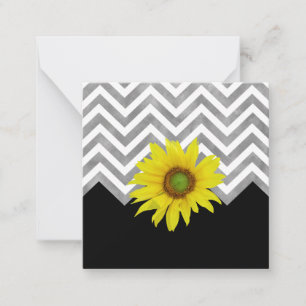 Grey Black White Chevron Colour Block w/ Sunflower Card