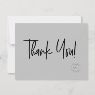 Grey Black White Company Logo Social Thank You Card