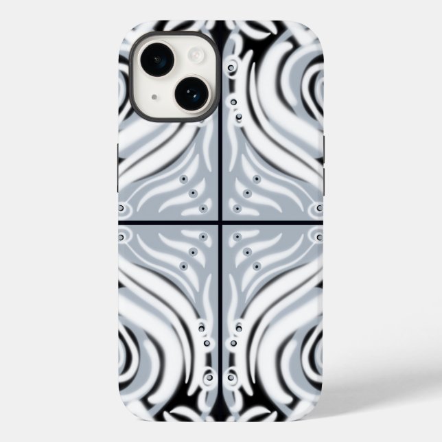 Grey Black White Curvy Abstract Pattern  Case-Mate iPhone Case (Back)