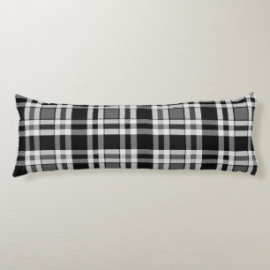 Grey Black White Flannel Plaid Tartan Design  Body Cushion