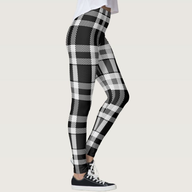 Grey Black White Flannel Plaid Tartan Design  Leggings (Creator Uploaded)