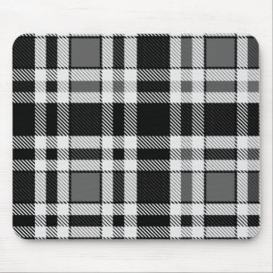 Grey Black White Flannel Plaid Tartan Design  Mouse Pad