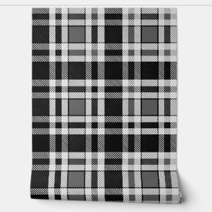 Grey Black White Flannel Plaid Tartan Design Wallpaper