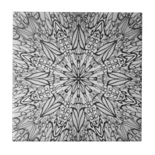 Grey black white geometric star wheel ceramic tile