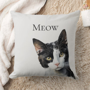 Grey Black White Kitty Cat Cushion