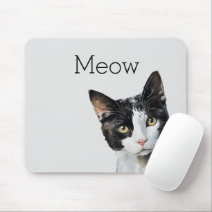 Grey Black White Kitty Cat Mouse Pad
