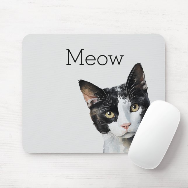 Grey Black White Kitty Cat Mouse Pad (With Mouse)