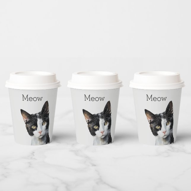 Grey Black White Kitty Cat Paper Cups (Multi)