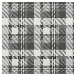 Grey Black White Madras Plaid Design  Fabric