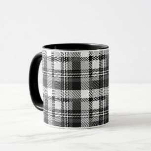 Grey Black White Madras Plaid Design  Mug
