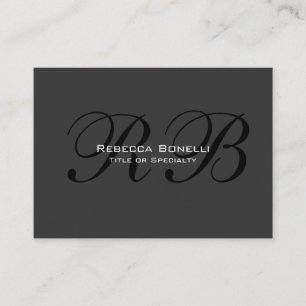 Grey Black White Monogram Chubby Business Card