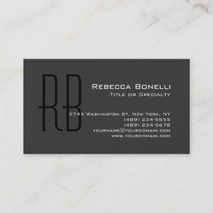 Grey Black White Monogram Consultant Business Card