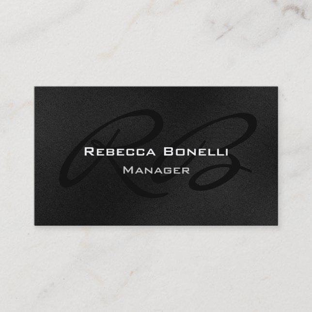 Grey Black White Monogram Manager Business Card (Front)